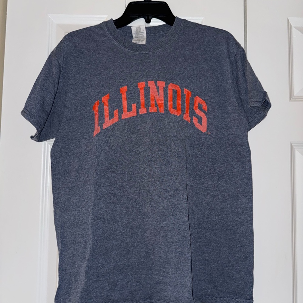 Gildan Ultra Cotton Gray T-Shirt with Orange Print